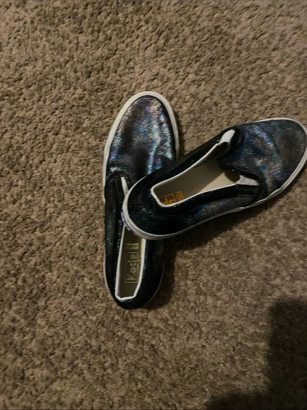 Keds Women's Black Iridescent Slip-On Flats